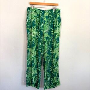 Honolulu Surf Co Secret Beach Pants Women Size 2XL Green Leaf Pull On New